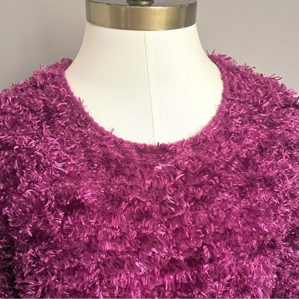Vintage Y2K Magenta Purple Eyelash Textured Pullover Sweater - Medium - Picture 3 of 8